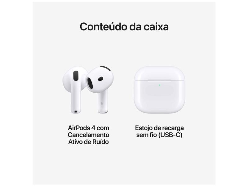 Apple AirPods 4 com Cancelamento Ativo de Ruído - Apple